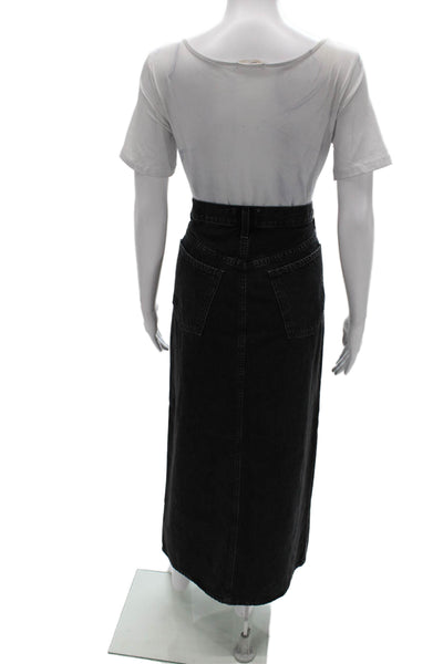 Agolde Womens Black Maxi Skirt Cotton Zip Long Size 27