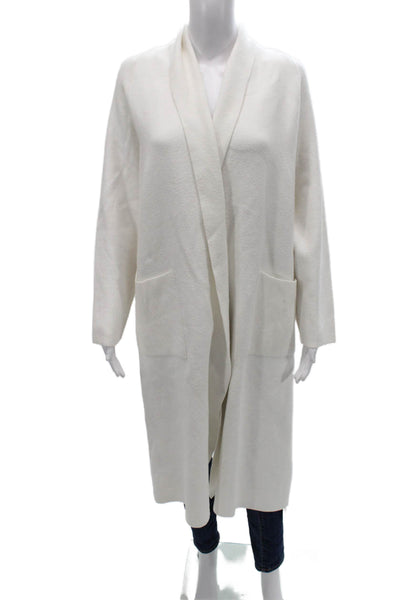 Zara Women Shawl Collar White Cardigan Long Sleeve Size M