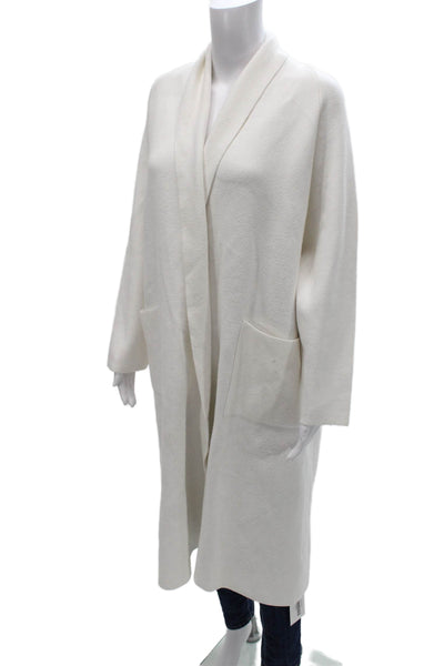 Zara Women Shawl Collar White Cardigan Long Sleeve Size M