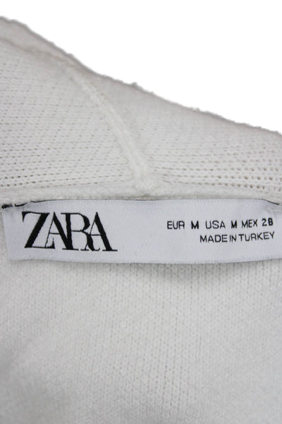 Zara Women Shawl Collar White Cardigan Long Sleeve Size M