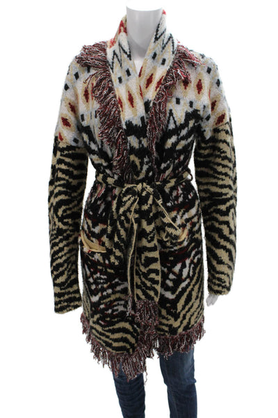 Anthropologie Women Cardigan Multicolor Animal Print Long Sleeve Size S