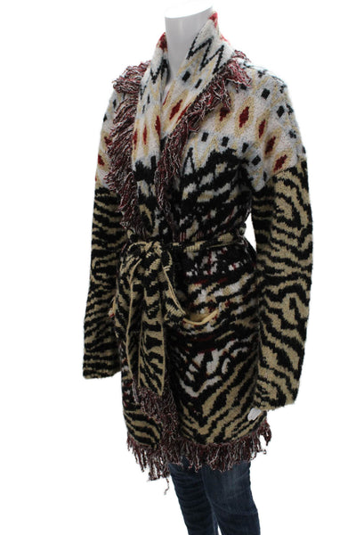 Anthropologie Women Cardigan Multicolor Animal Print Long Sleeve Size S