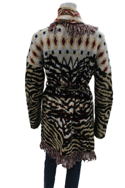 Anthropologie Women Cardigan Multicolor Animal Print Long Sleeve Size S