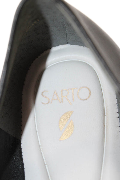 Sarto Womens Leather Amaya Slide On Ballet Flats Black Size 9 Medium