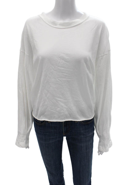FP Movement Women Basic Long Sleeve T-Shirt White Cotton Crew Neck Size L