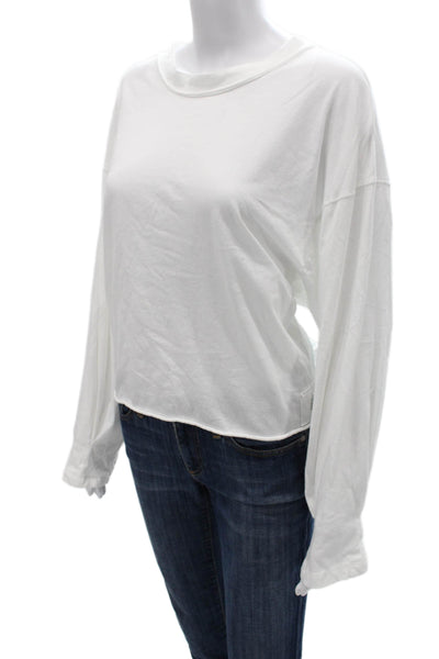 FP Movement Women Basic Long Sleeve T-Shirt White Cotton Crew Neck Size L