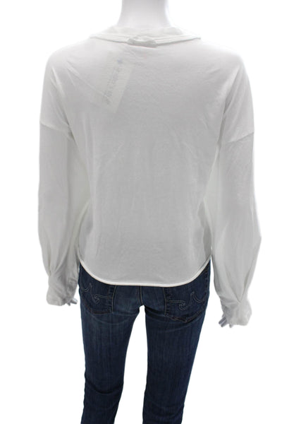 FP Movement Women Basic Long Sleeve T-Shirt White Cotton Crew Neck Size L