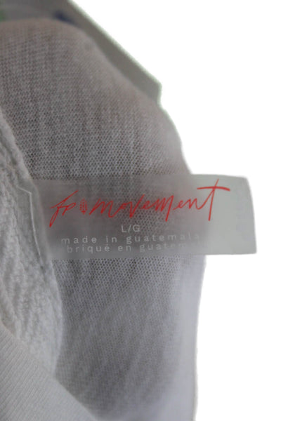 FP Movement Women Basic Long Sleeve T-Shirt White Cotton Crew Neck Size L