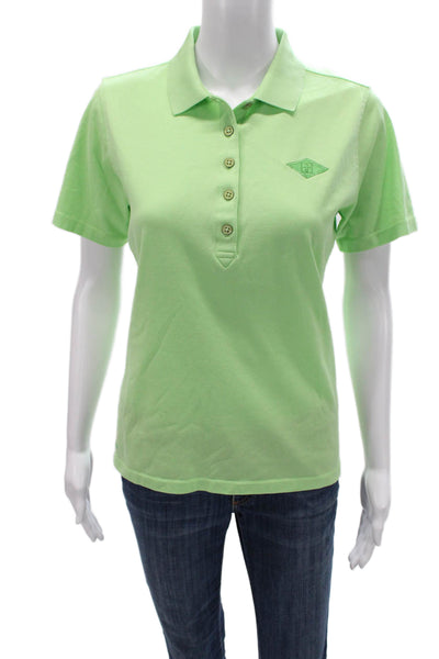 Peter Millar Women Green Collared Polo Short Sleeve Cotton Blend Size M
