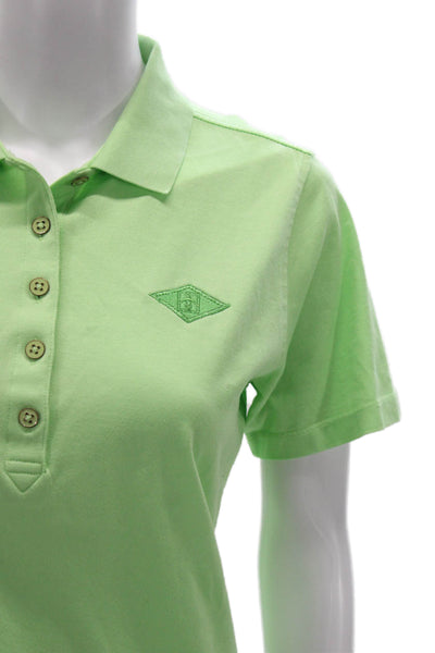 Peter Millar Women Green Collared Polo Short Sleeve Cotton Blend Size M