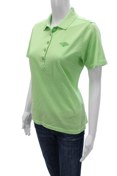 Peter Millar Women Green Collared Polo Short Sleeve Cotton Blend Size M