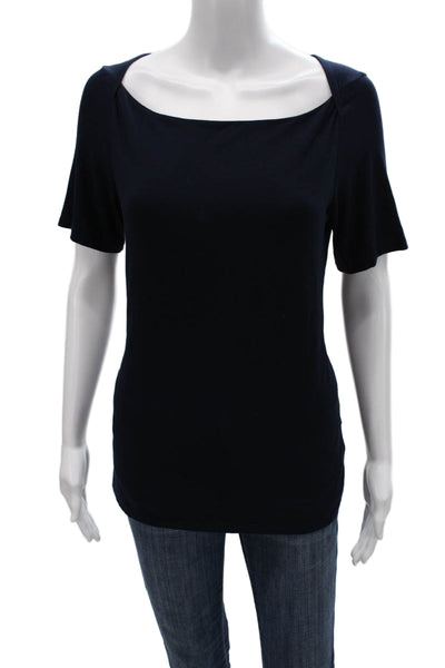 Brooks Brothers Women Basic Blue Boat Neck Short Sleeve T-Shirt Size M