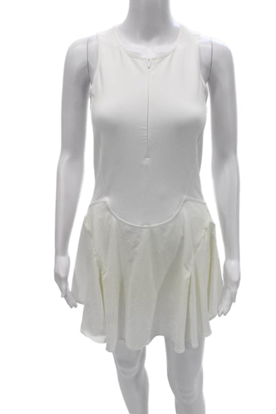Lululemon Womens Tennis Dress White Sleeveless Zip Nylon Short Size 8