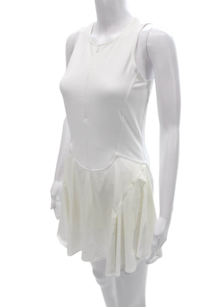 Lululemon Womens Tennis Dress White Sleeveless Zip Nylon Short Size 8