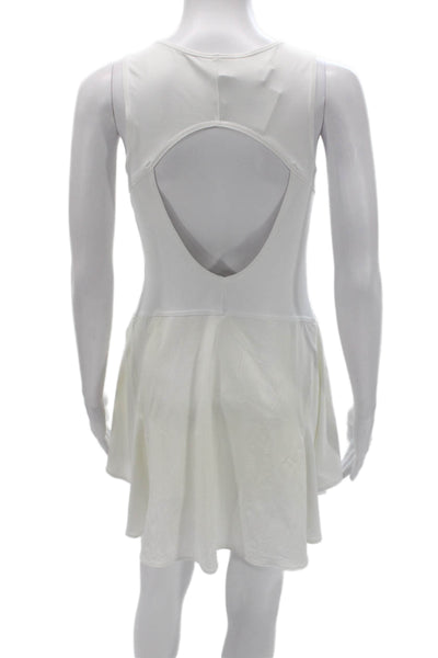 Lululemon Womens Tennis Dress White Sleeveless Zip Nylon Short Size 8