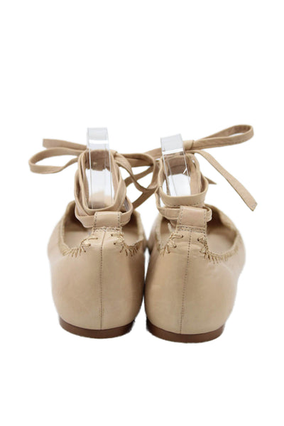 Vince Camuto Womens Pointed Toe Leather Ankle Strap Ballet Flats Brown Size 8.5