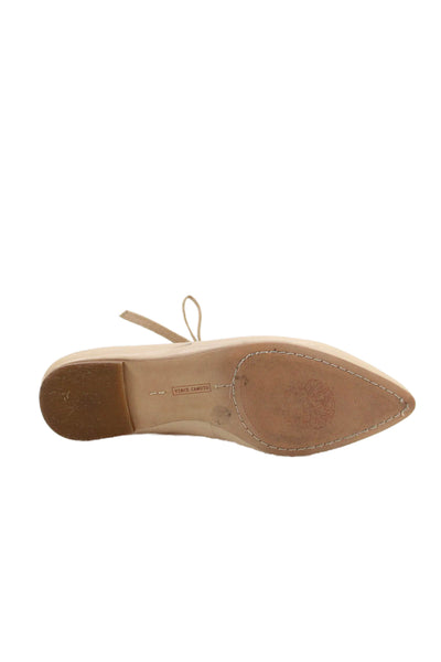 Vince Camuto Womens Pointed Toe Leather Ankle Strap Ballet Flats Brown Size 8.5