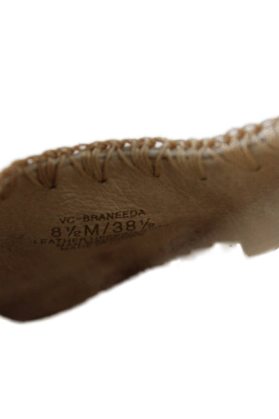 Vince Camuto Womens Pointed Toe Leather Ankle Strap Ballet Flats Brown Size 8.5