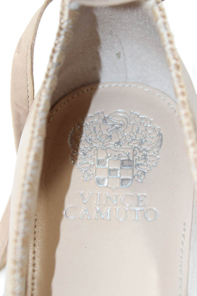 Vince Camuto Womens Pointed Toe Leather Ankle Strap Ballet Flats Brown Size 8.5