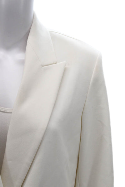 Zara Women Blazer White Long Sleeve Button Solid Polyester Size XS