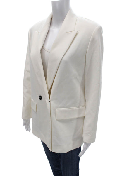 Zara Women Blazer White Long Sleeve Button Solid Polyester Size XS
