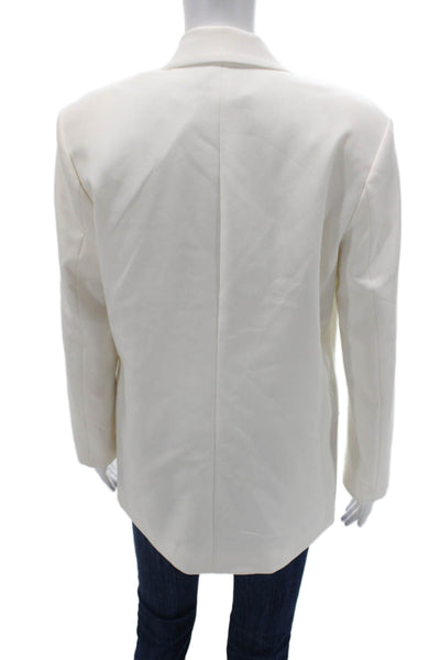 Zara Women Blazer White Long Sleeve Button Solid Polyester Size XS