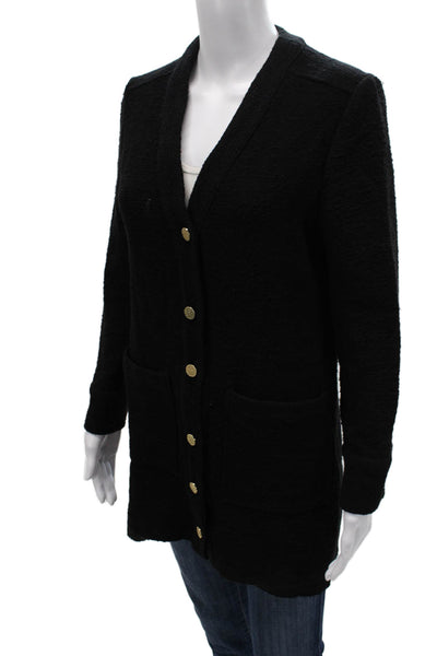 Zara Women Basic Jacket Black Knit V Neck Button Long Sleeve Size S