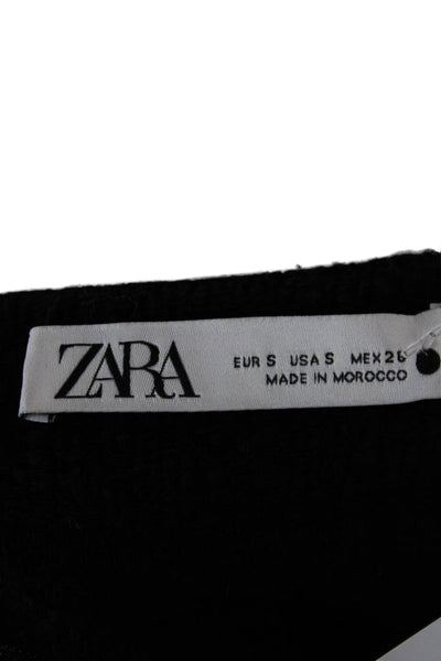 Zara Women Basic Jacket Black Knit V Neck Button Long Sleeve Size S