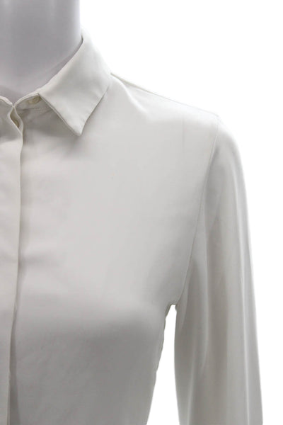 Anne Fontaine Womens White Collared Long Sleeve Basic Polyester Blouse Size 36