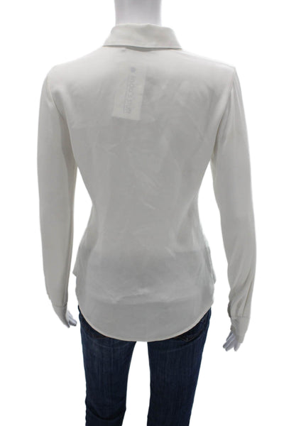 Anne Fontaine Womens White Collared Long Sleeve Basic Polyester Blouse Size 36