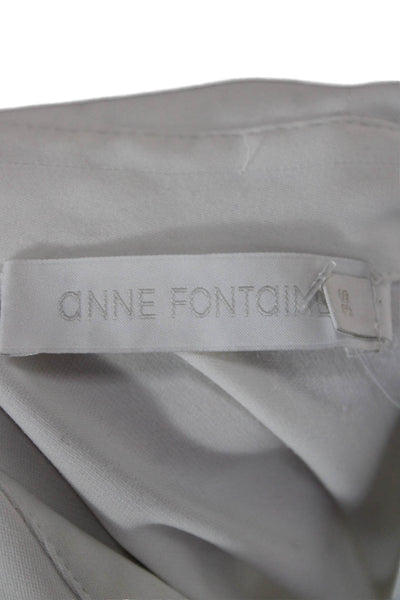 Anne Fontaine Womens White Collared Long Sleeve Basic Polyester Blouse Size 36