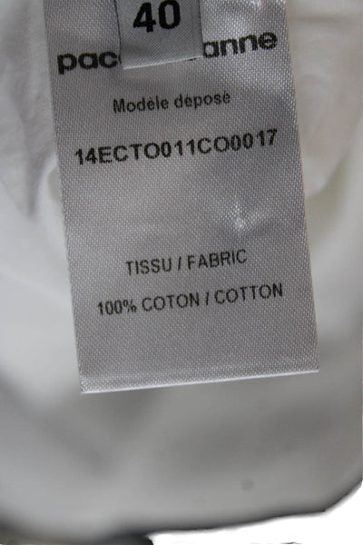Paco Rabanne Women White Collared Sleeveless Cotton Basic Blouse Size 40