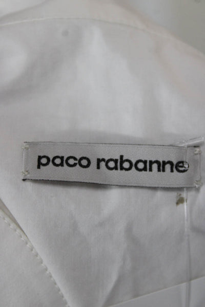 Paco Rabanne Women White Collared Sleeveless Cotton Basic Blouse Size 40