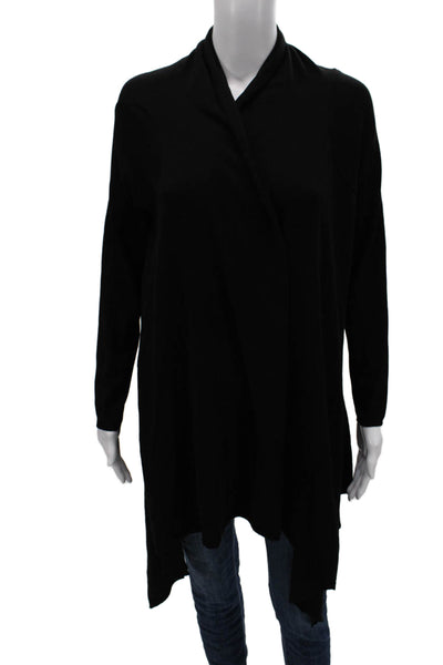 Donna Karan New York Womens Cardigan Sweater Black Collared Long Sleeve Size S