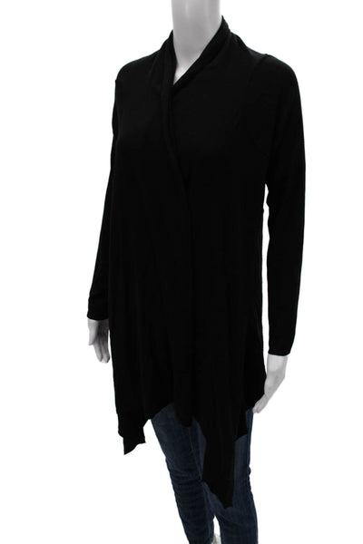 Donna Karan New York Womens Cardigan Sweater Black Collared Long Sleeve Size S