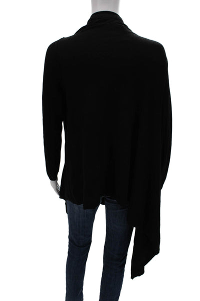 Donna Karan New York Womens Cardigan Sweater Black Collared Long Sleeve Size S