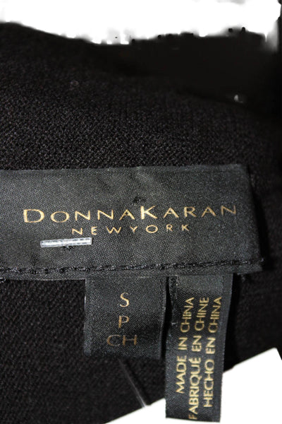 Donna Karan New York Womens Cardigan Sweater Black Collared Long Sleeve Size S