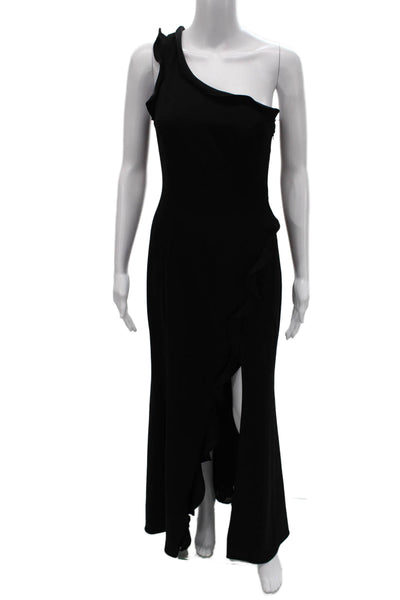 Jay Godfrey Women One Shoulder Black Maxi Dress Zip Size 2