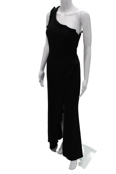 Jay Godfrey Women One Shoulder Black Maxi Dress Zip Size 2