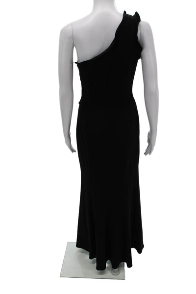 Jay Godfrey Women One Shoulder Black Maxi Dress Zip Size 2