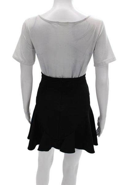 Cushnie Et Ochs Women Flare Mini Skirt Black Zip Size 2