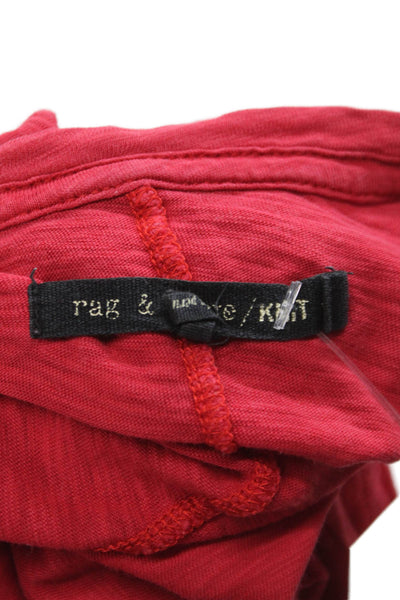 Rag & Bone Womens Basic T Shirt Red Cotton Scoop Neck Long Sleeve Size S