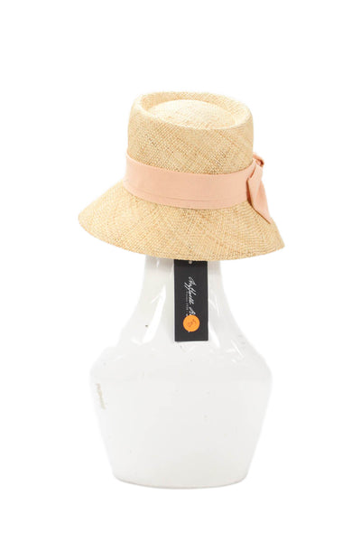 Raffaello Bettini Womens Straw Bow Detail Woven Bucket Hat Beige Size M