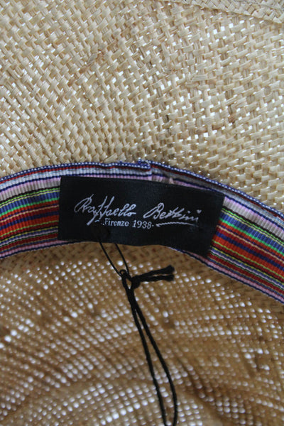Raffaello Bettini Womens Straw Bow Detail Woven Bucket Hat Beige Size M