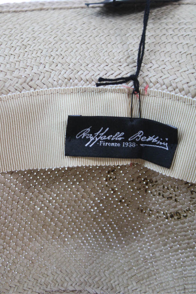 Raffaello Bettini Womens Straw Banded Wide-Brim Sun Hat Beige Size L