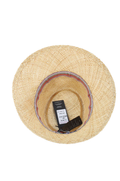 Raffaello Bettini Womens Straw Woven Bow Wide-Brim Hat Beige Size M