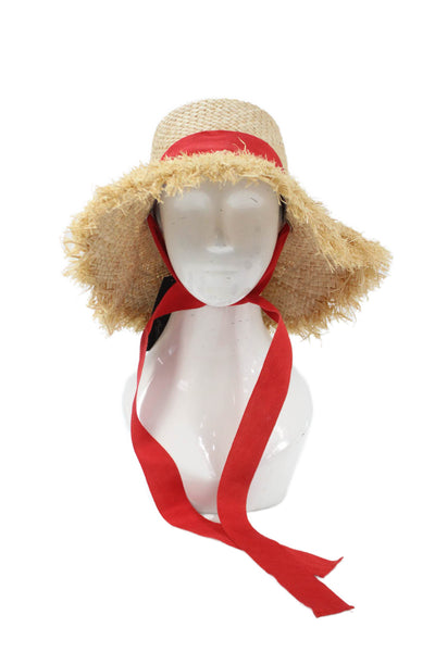 Raffaello Bettini Womens Straw Wide-Brim Sun Hat Beige Size M