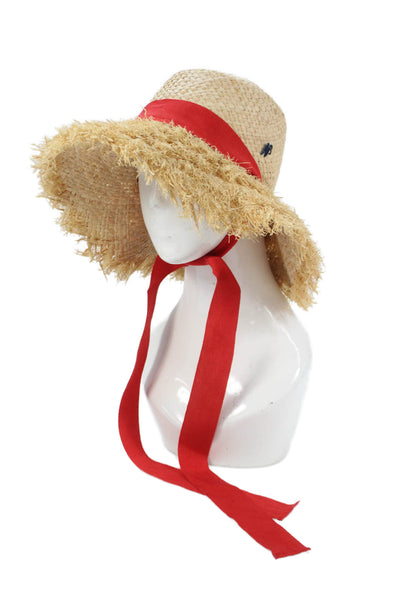 Raffaello Bettini Womens Straw Wide-Brim Sun Hat Beige Size M