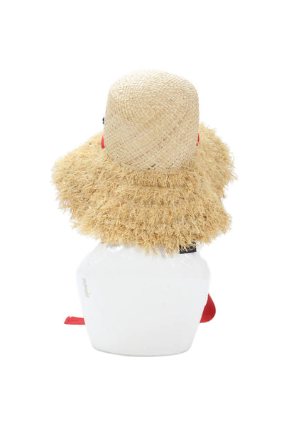 Raffaello Bettini Womens Straw Wide-Brim Sun Hat Beige Size M