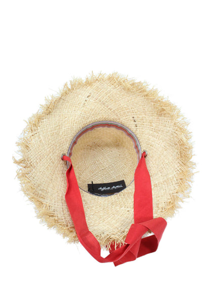 Raffaello Bettini Womens Straw Wide-Brim Sun Hat Beige Size M
